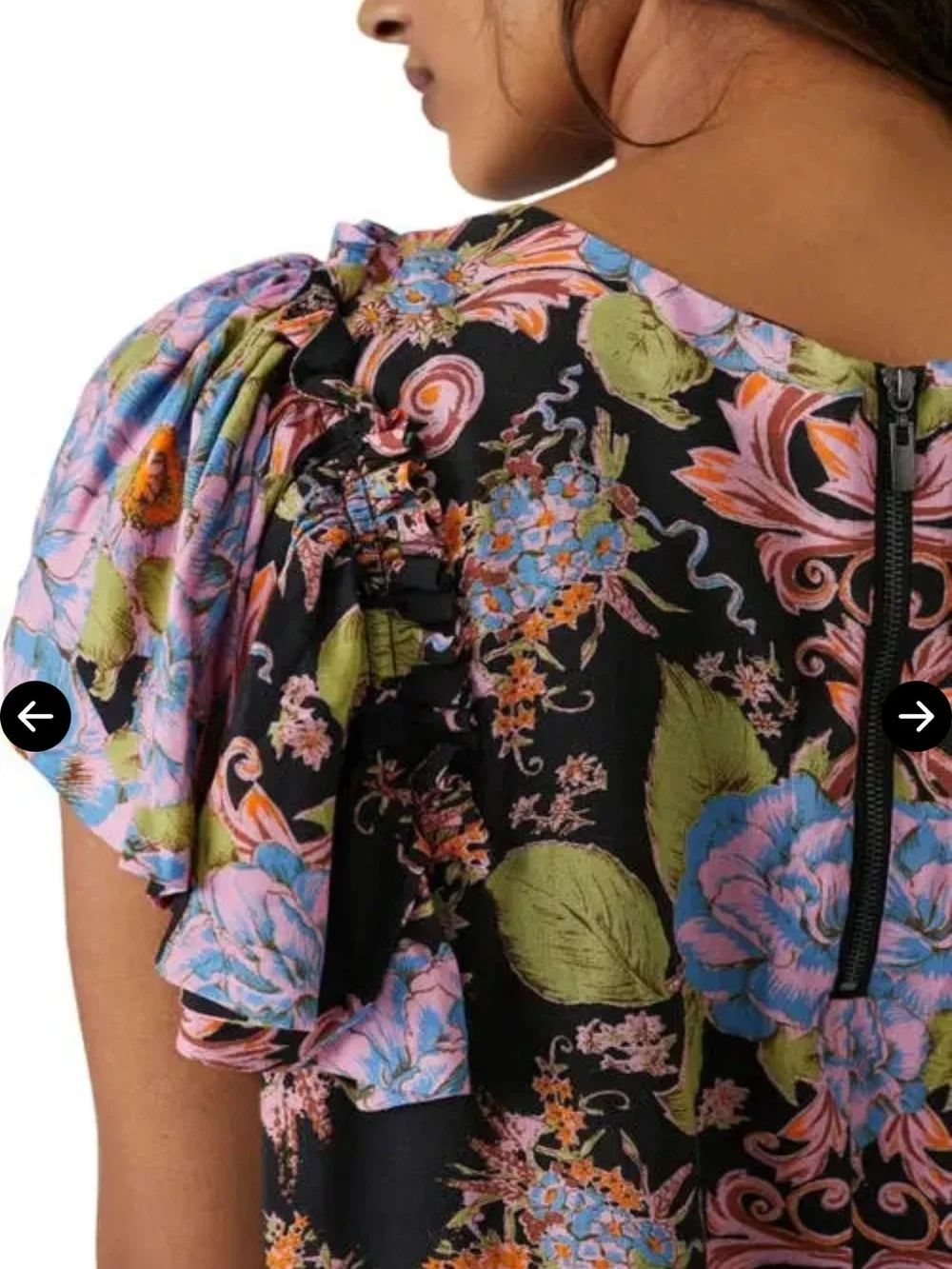 Free People Yara Patterned Floral Flutter Sleeve Dress XS